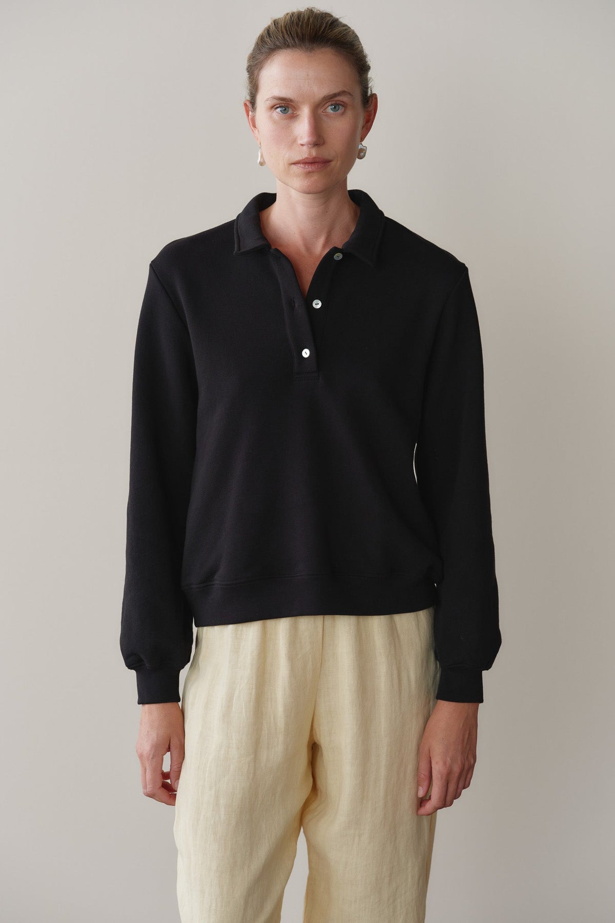 DONNI The Eco-Terry Polo Sweatshirt - Jet