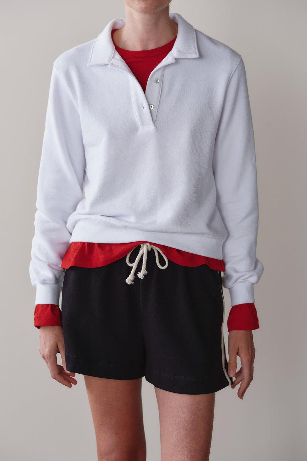 DONNI The Eco-Terry Polo Sweatshirt - Powder