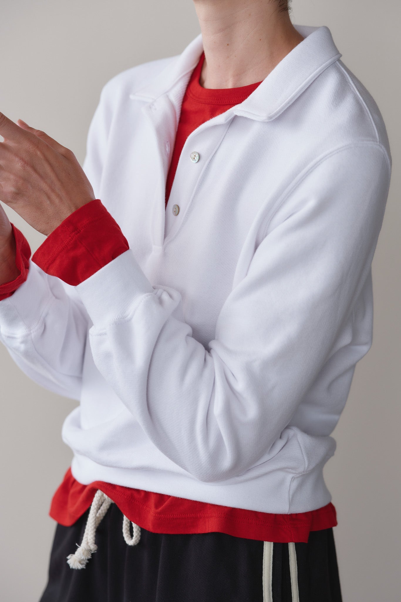 DONNI The Eco-Terry Polo Sweatshirt - Powder