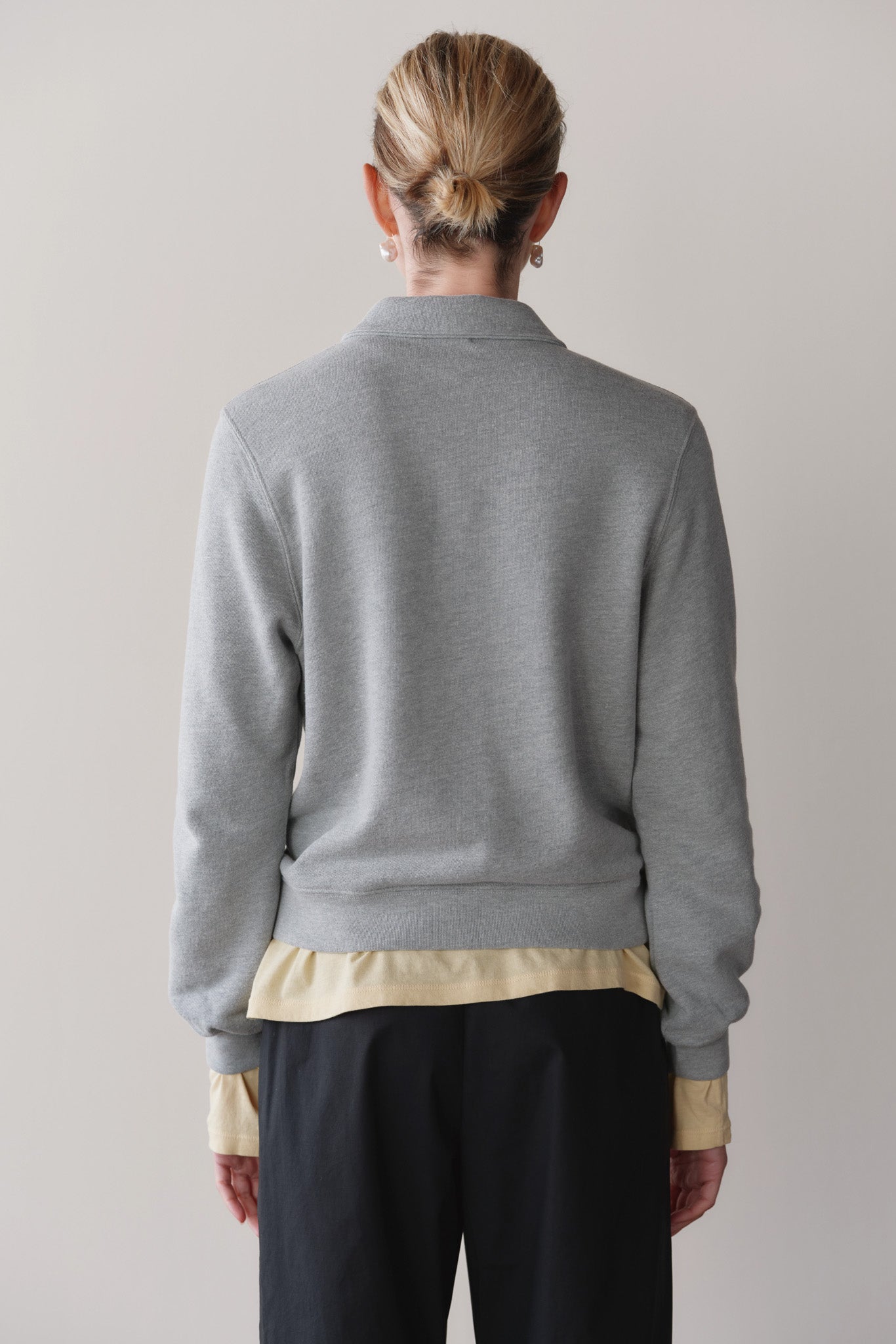 DONNI The Eco-Terry Polo Sweatshirt - Heather Grey