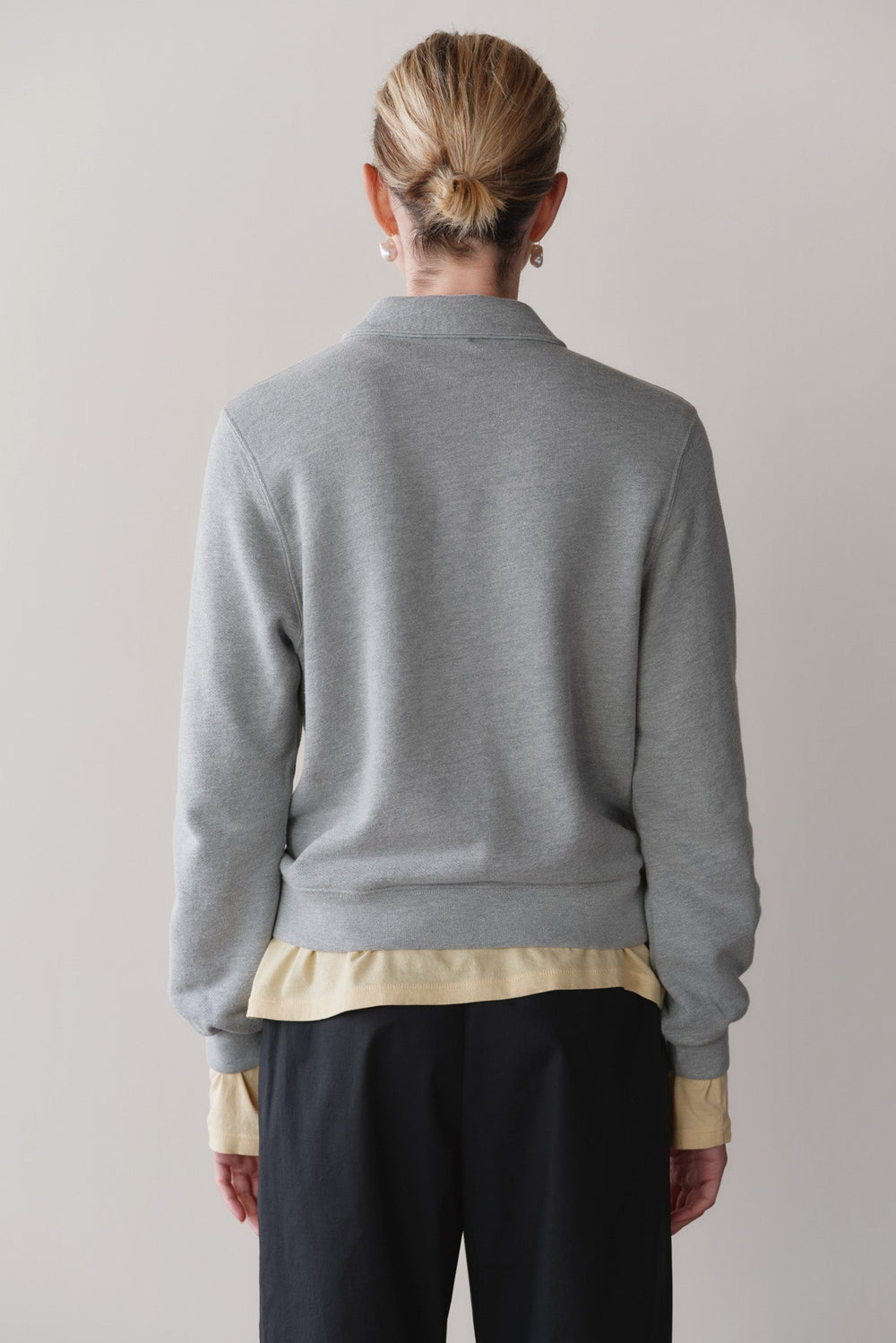 DONNI The Eco-Terry Polo Sweatshirt - Heather Grey