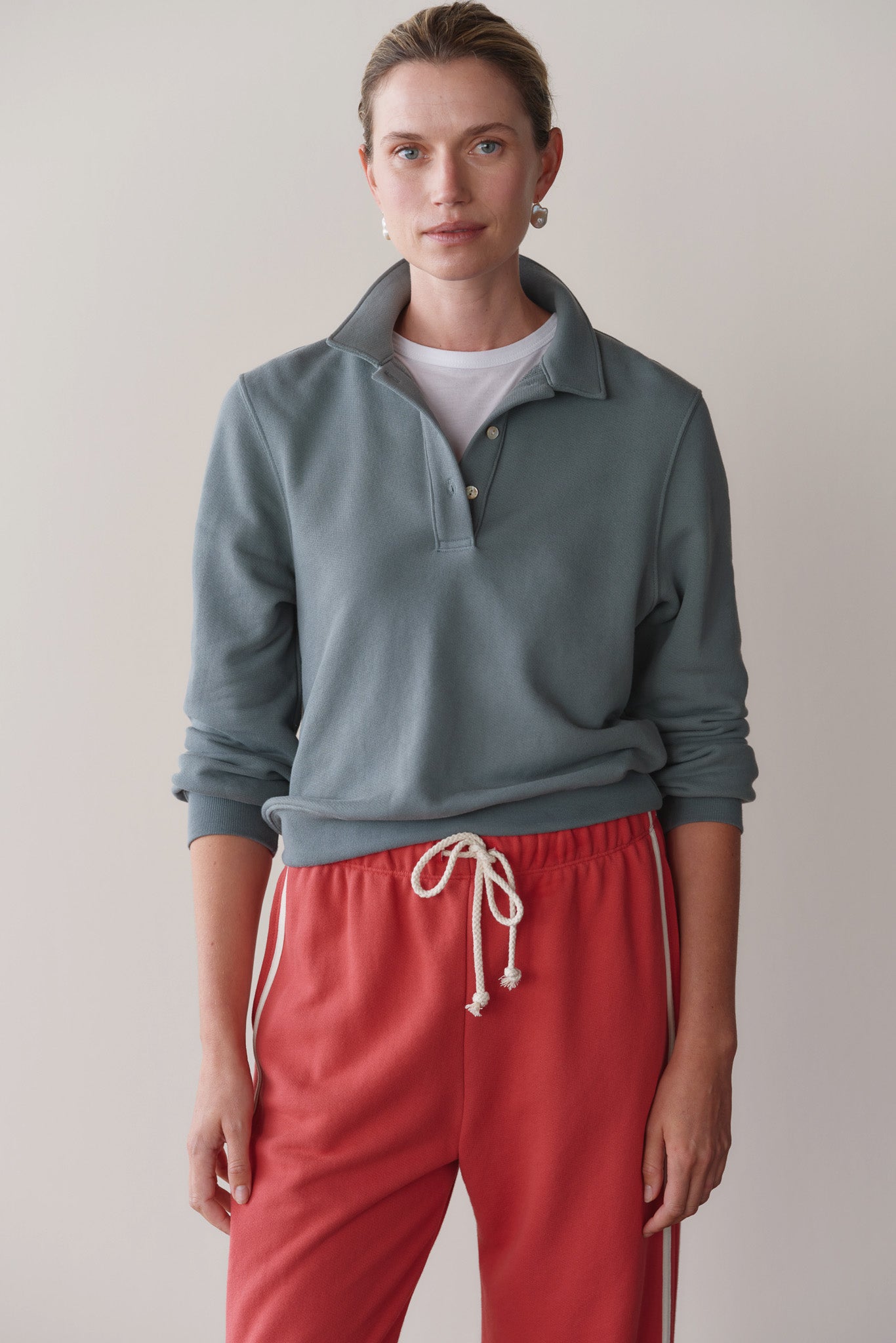 DONNI The Eco-Terry Polo Sweatshirt - Sage