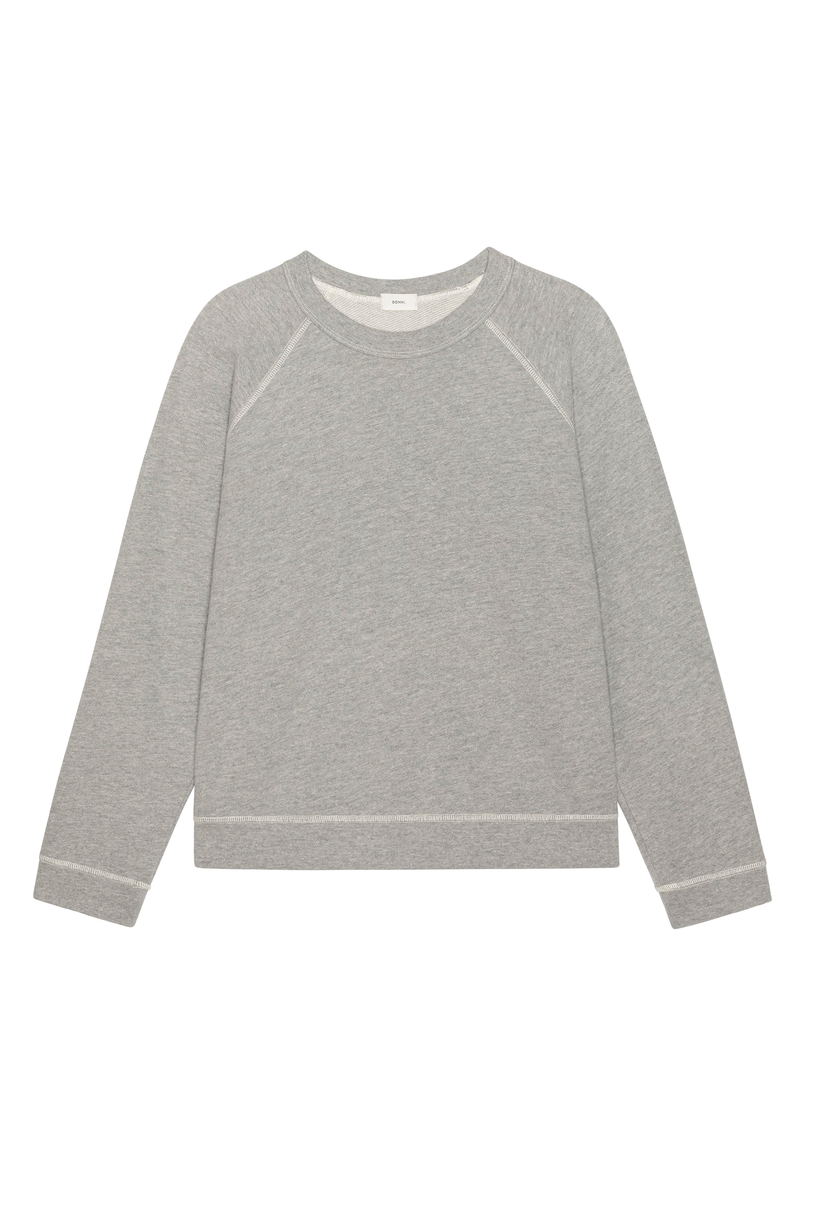 DONNI The Eco-Terry Contrast Stitch Sweatshirt - Heather Grey
