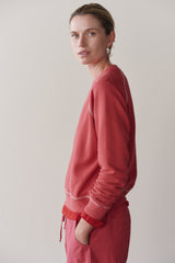DONNI The Eco-Terry Contrast Stitch Sweatshirt - Raspberry