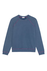 DONNI The Eco-Terry Contrast Stitch Sweatshirt - Lapis