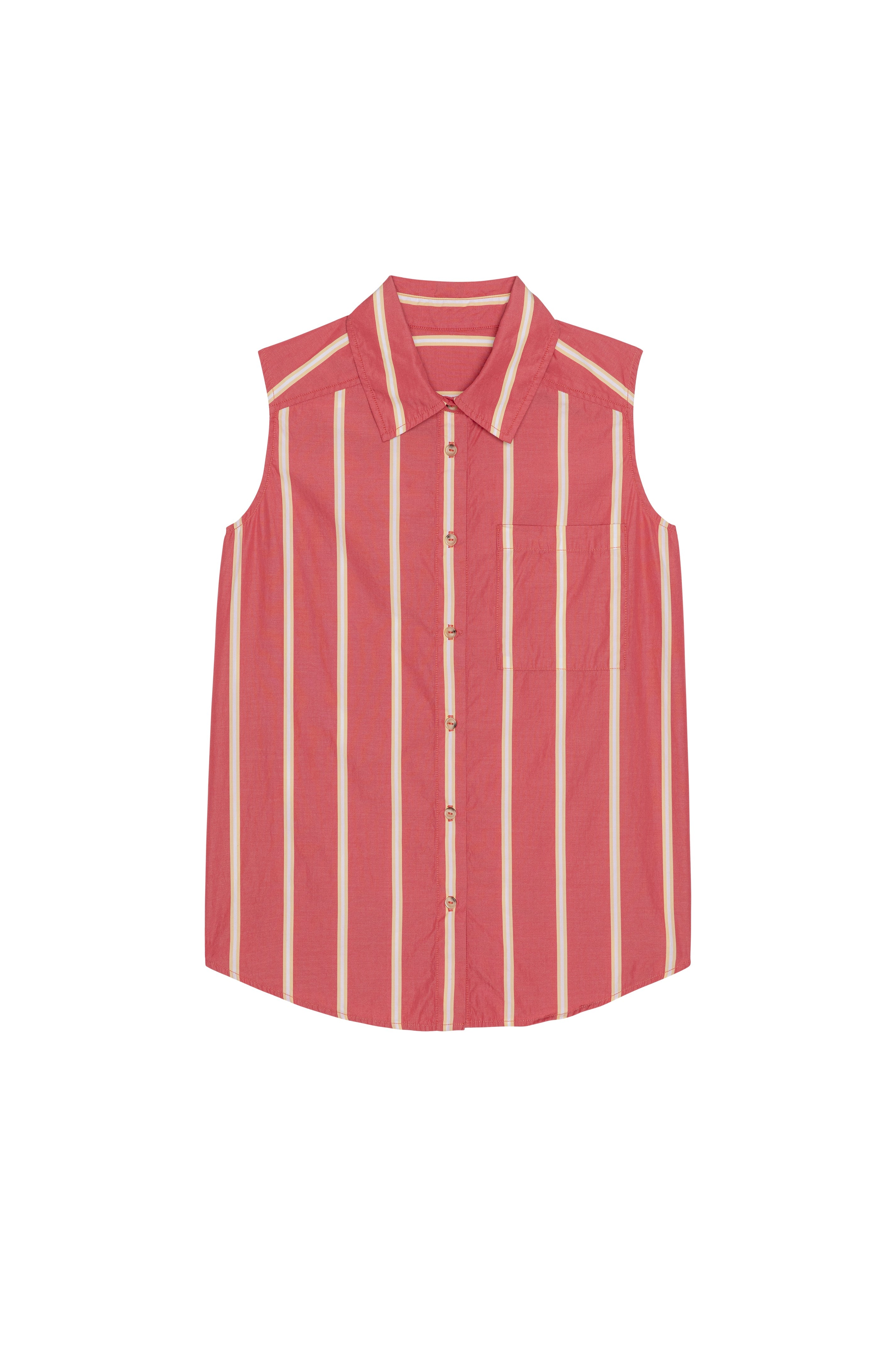 DONNI The Pop Sleeveless Shirt - Raspberry-Stripe