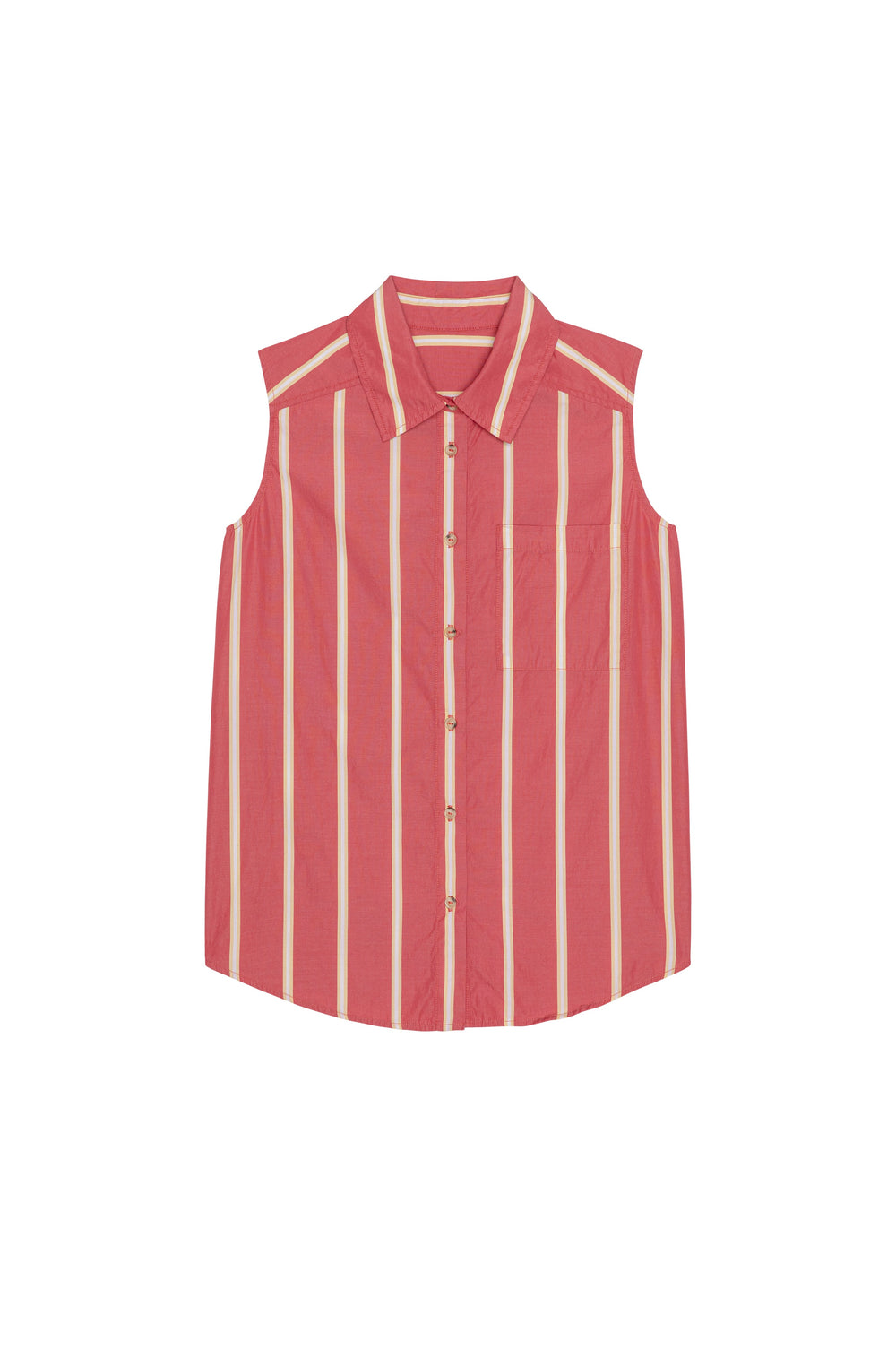 DONNI The Pop Sleeveless Shirt - Raspberry-Stripe