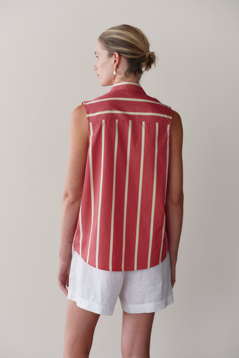 DONNI The Pop Sleeveless Shirt - Raspberry-Stripe