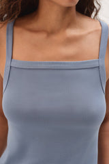 DONNI The Baby Rib Square Neck Tank - CornFlower