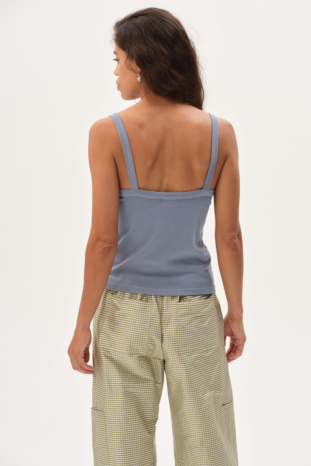 DONNI The Baby Rib Square Neck Tank - CornFlower