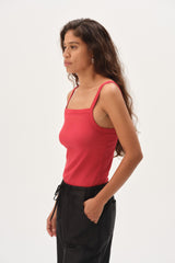 DONNI The Baby Rib Square Neck Tank - Bell Pepper