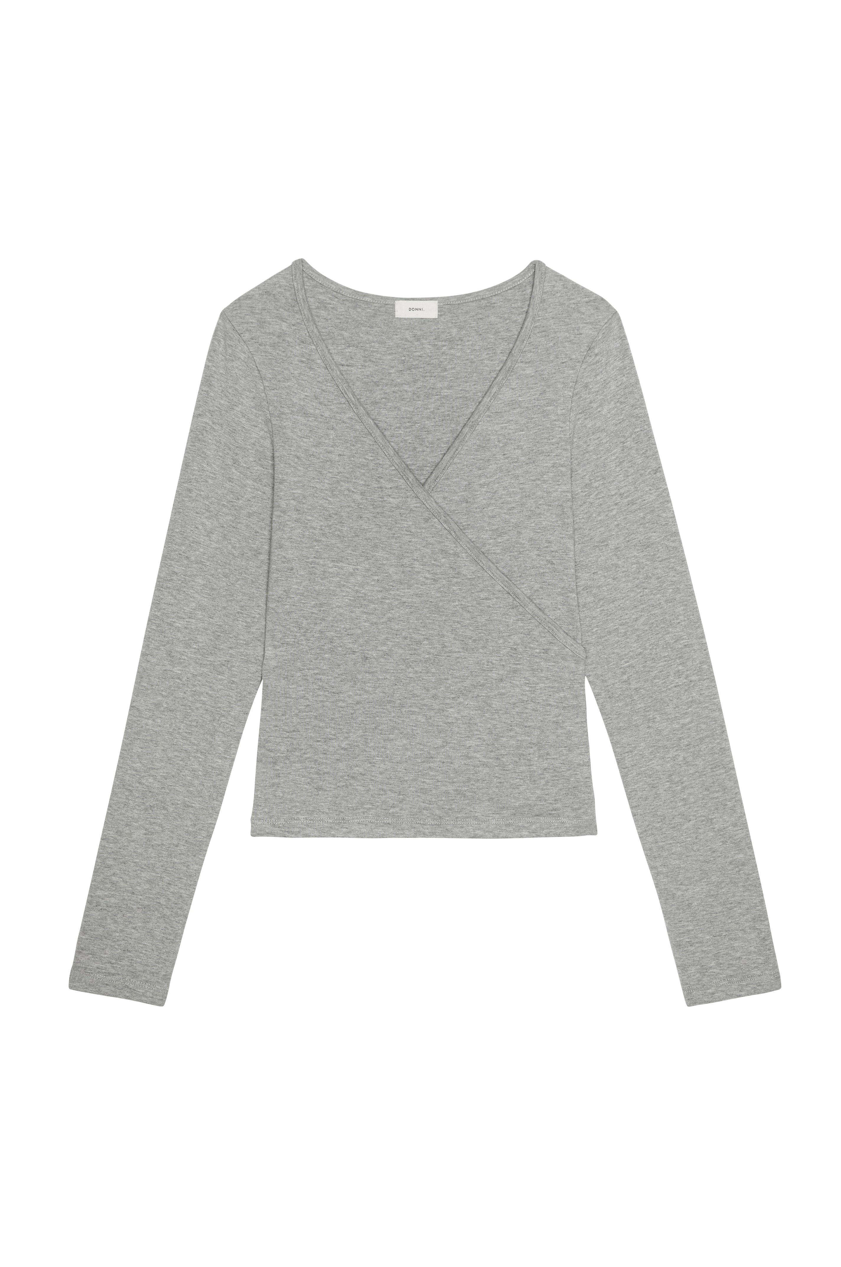 DONNI The Baby Rib Criss Cross Long Sleeve - Heather Grey