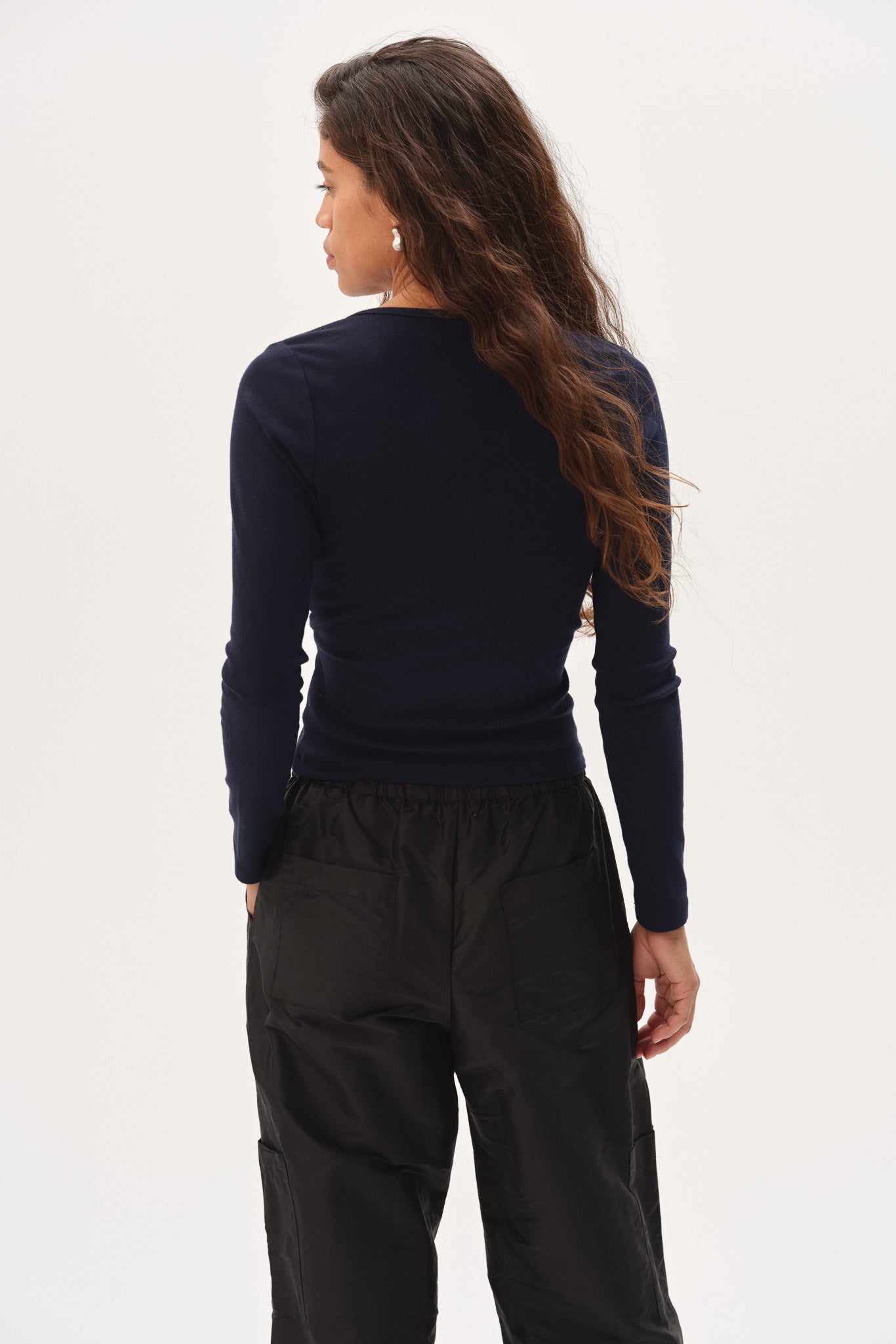 DONNI The Baby Rib Criss Cross Long Sleeve - Navy