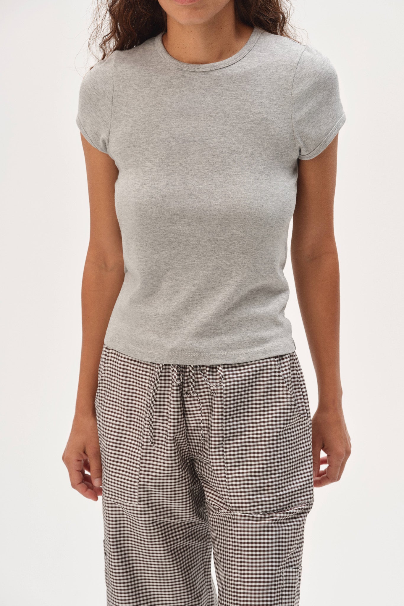 DONNI The Baby Rib Baby Tee - Heather Grey