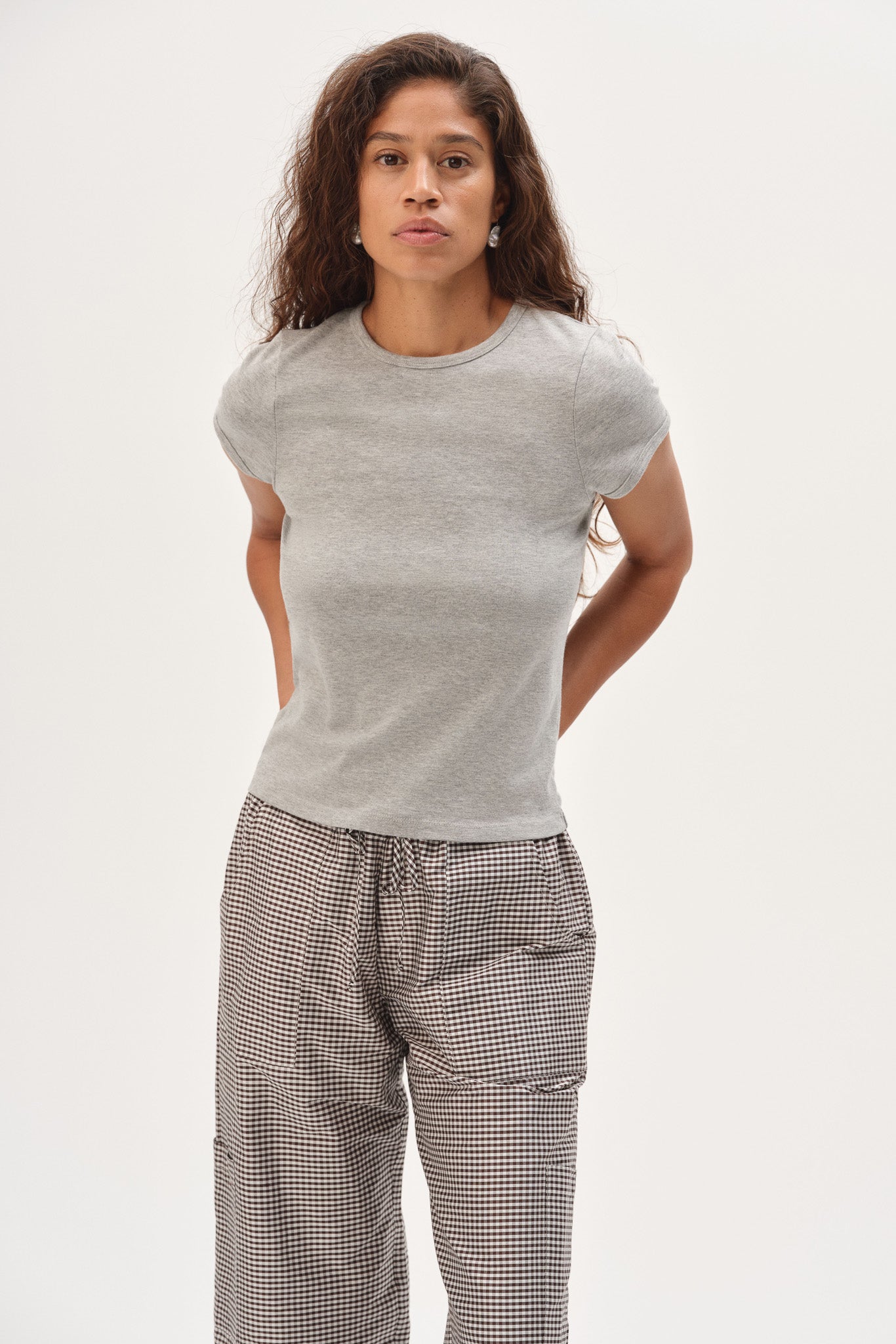 DONNI The Baby Rib Baby Tee - Heather Grey