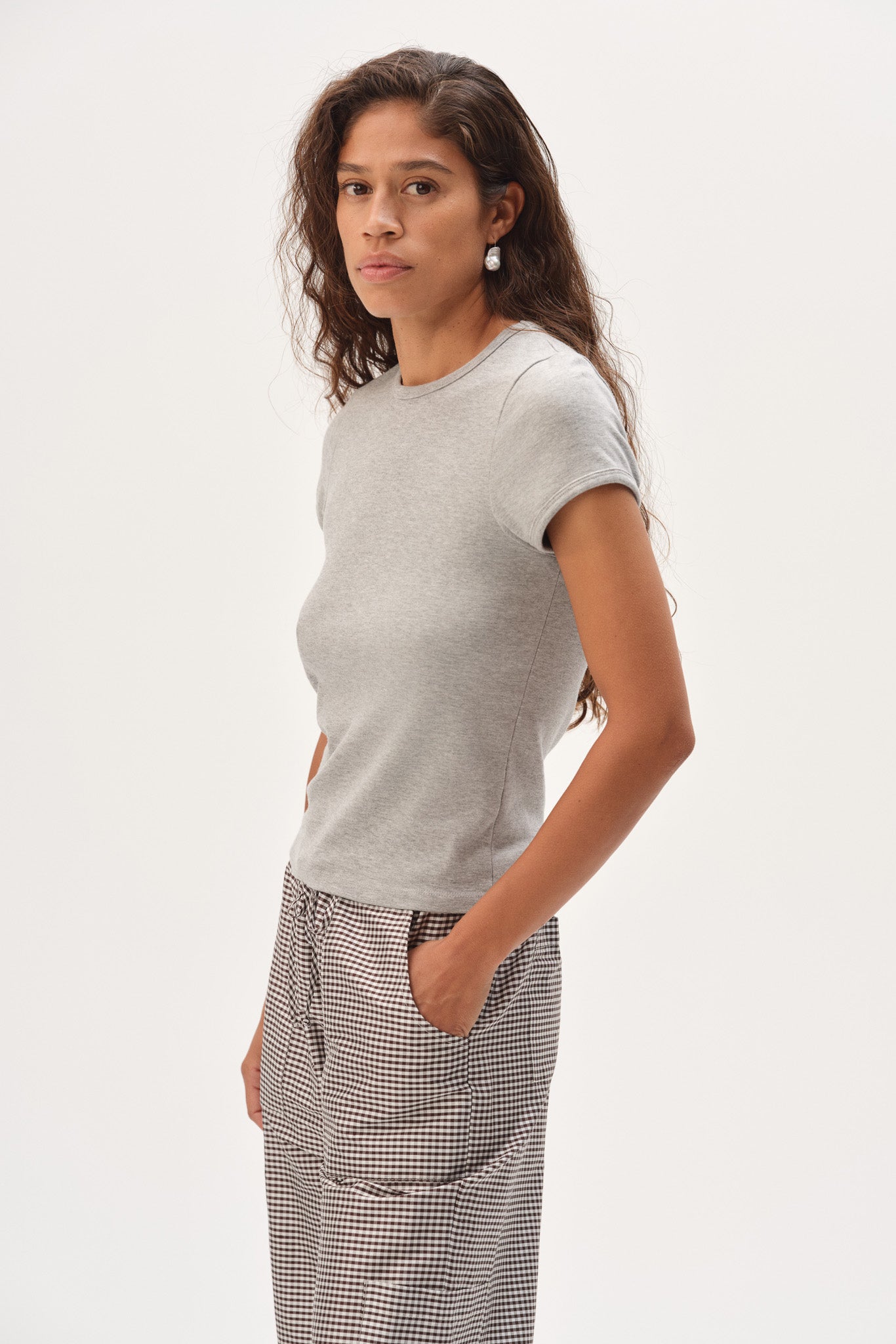 DONNI The Baby Rib Baby Tee - Heather Grey