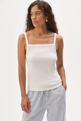 DONNI The Baby Rib Square Neck Tank - Powder