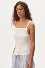 DONNI The Baby Rib Square Neck Tank - Powder