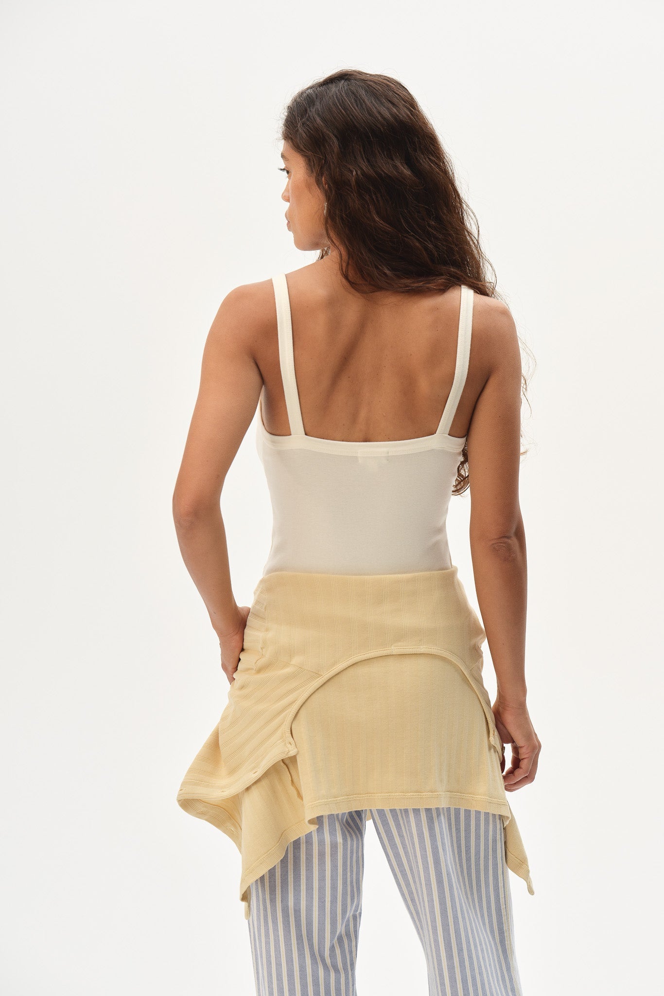 DONNI The Baby Rib Square Neck Tank - Creme