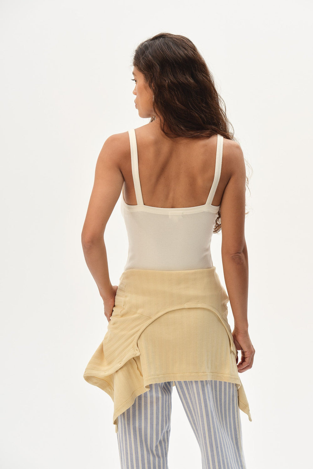 DONNI The Baby Rib Square Neck Tank - Creme