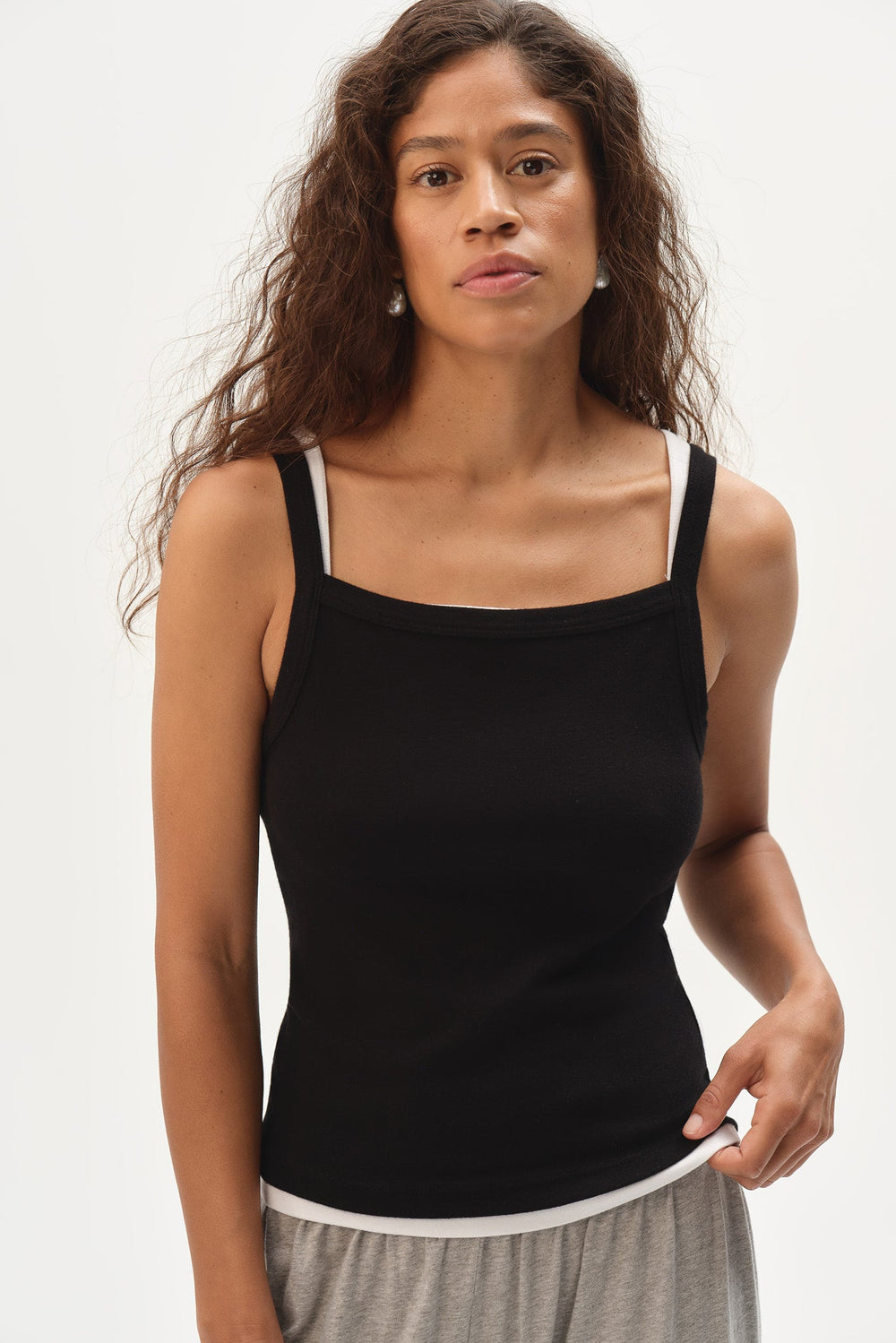 DONNI The Baby Rib Square Neck Tank - Jet