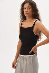 DONNI The Baby Rib Square Neck Tank - Jet