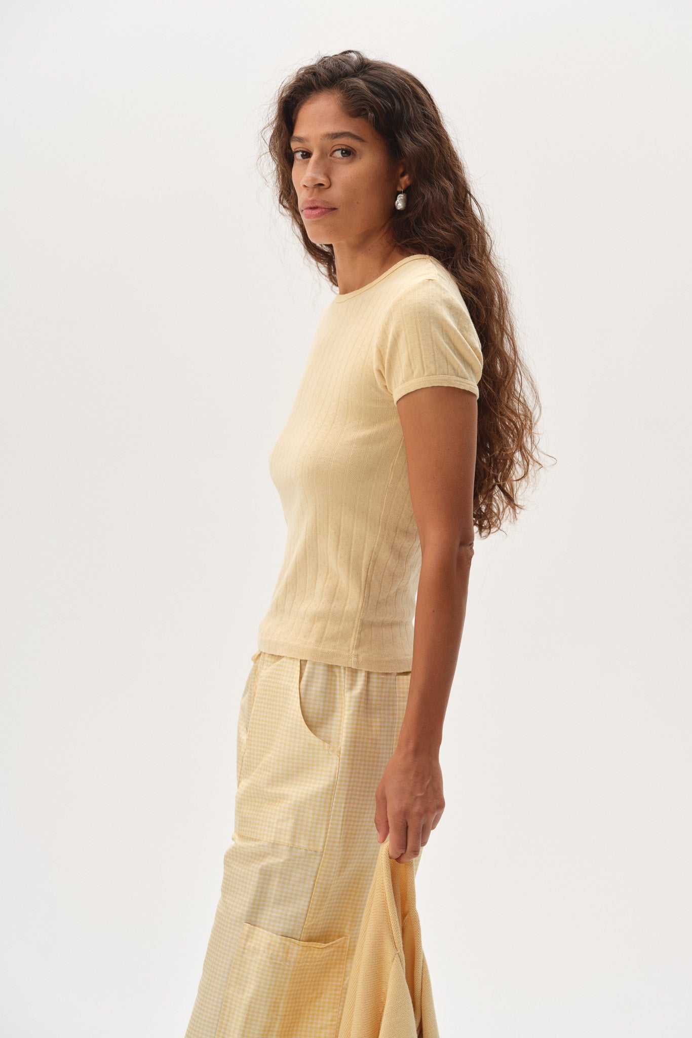 DONNI The Pointelle Baby Tee Butter - Butter