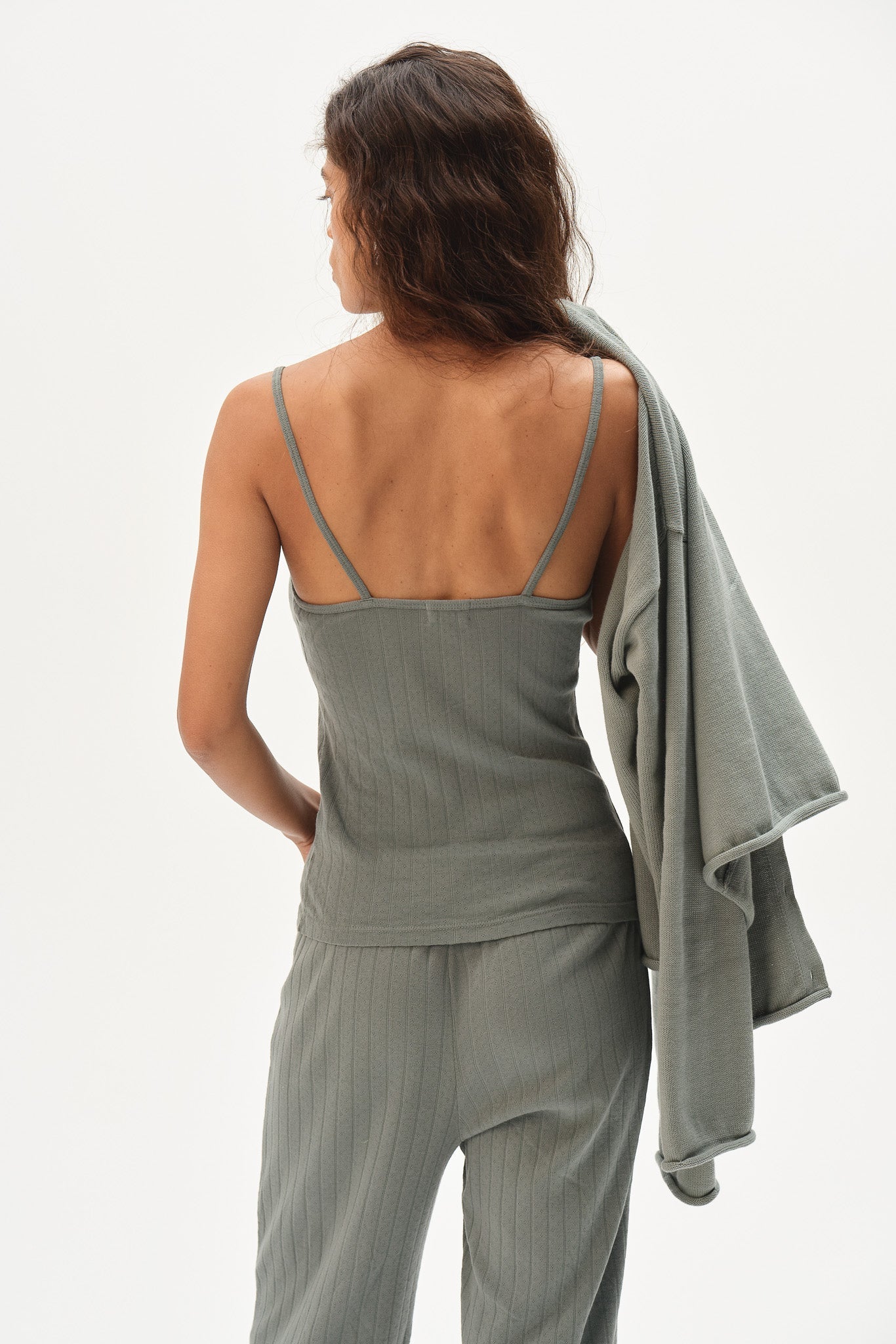 DONNI The Pointelle Cami Tank - Sage