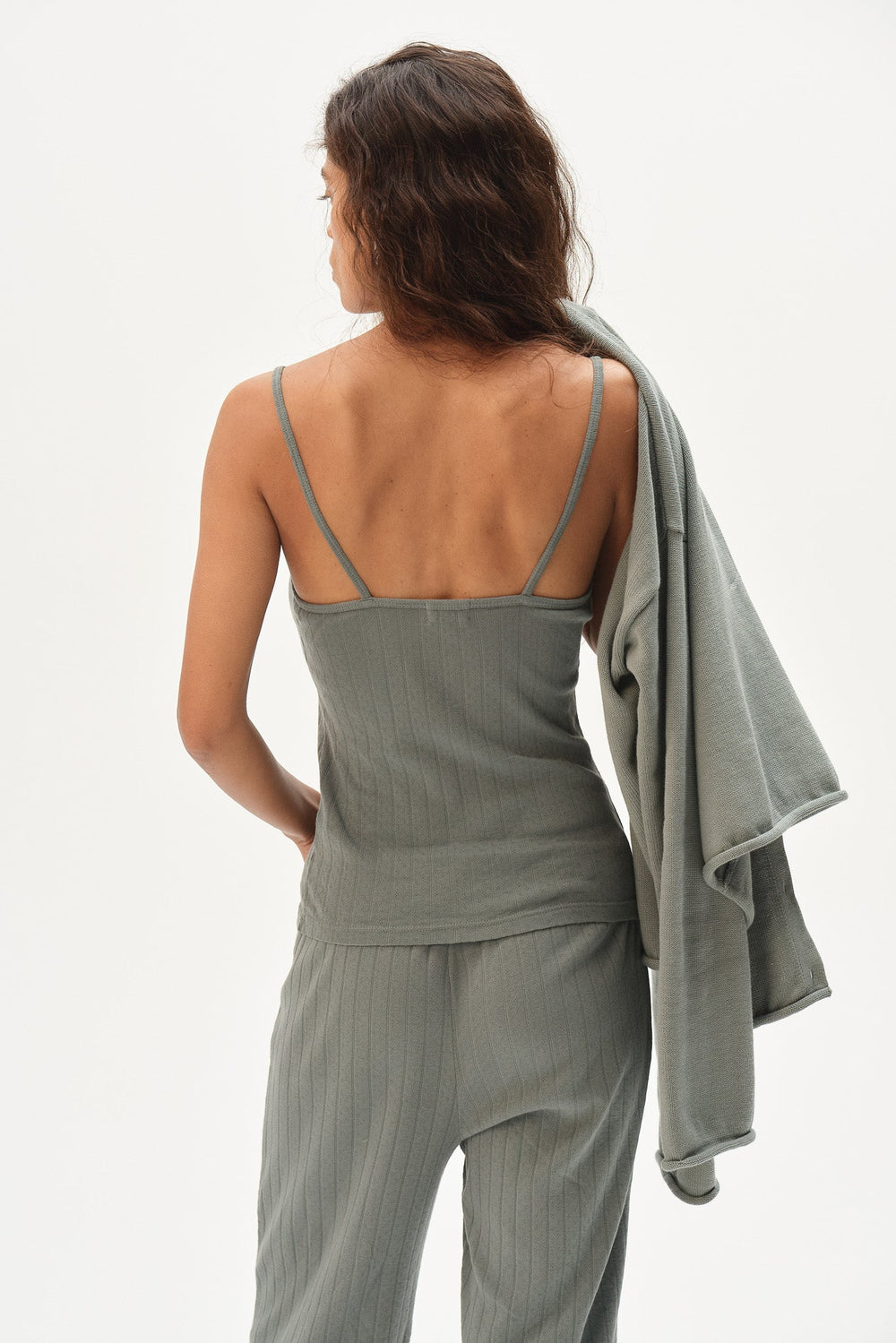 DONNI The Pointelle Cami Tank - Sage