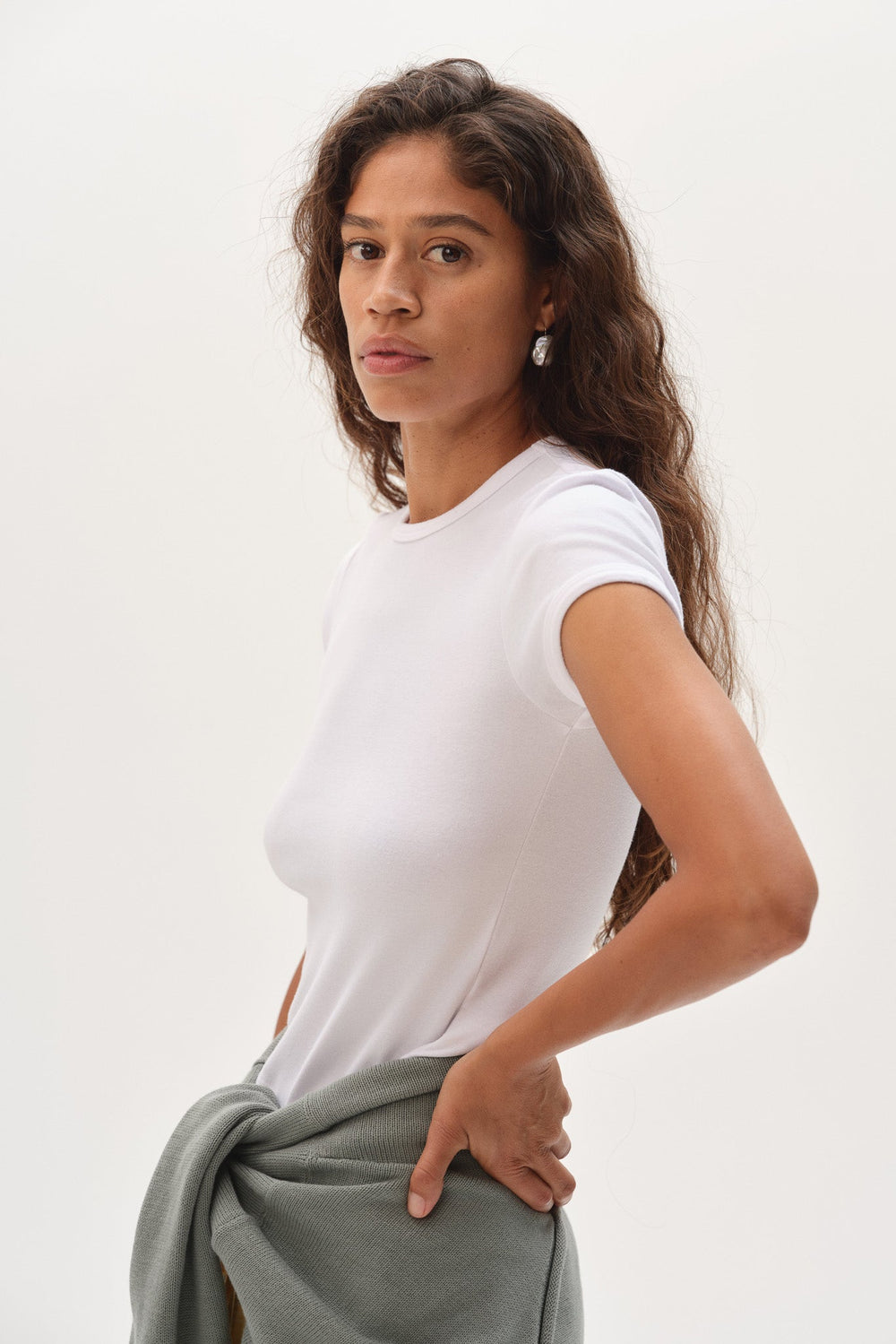 DONNI The Baby Rib Baby Tee - Powder