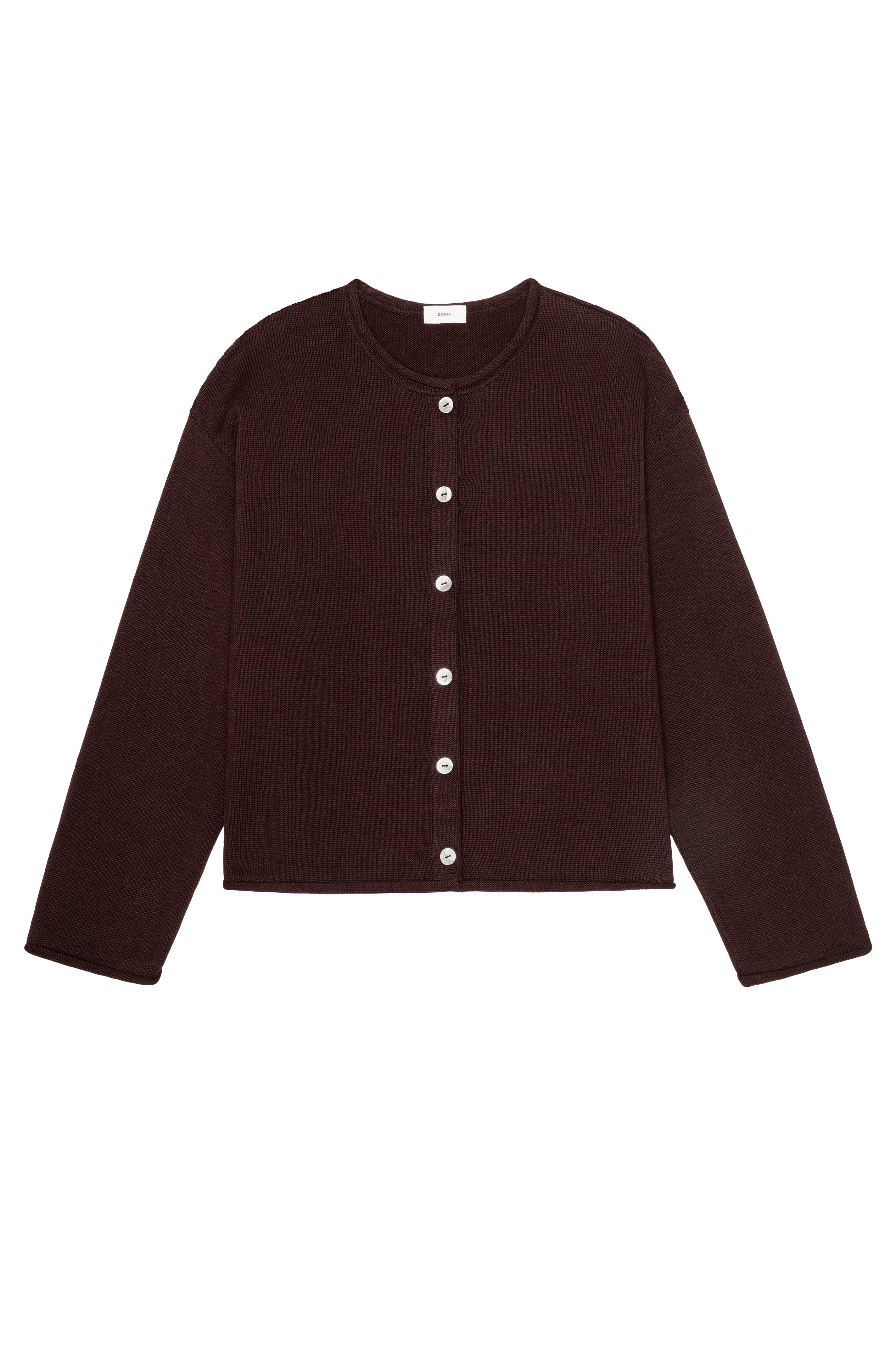 DONNI The Cotton Knit Roll Cardigan - Espresso