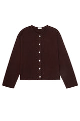 DONNI The Cotton Knit Roll Cardigan - Espresso