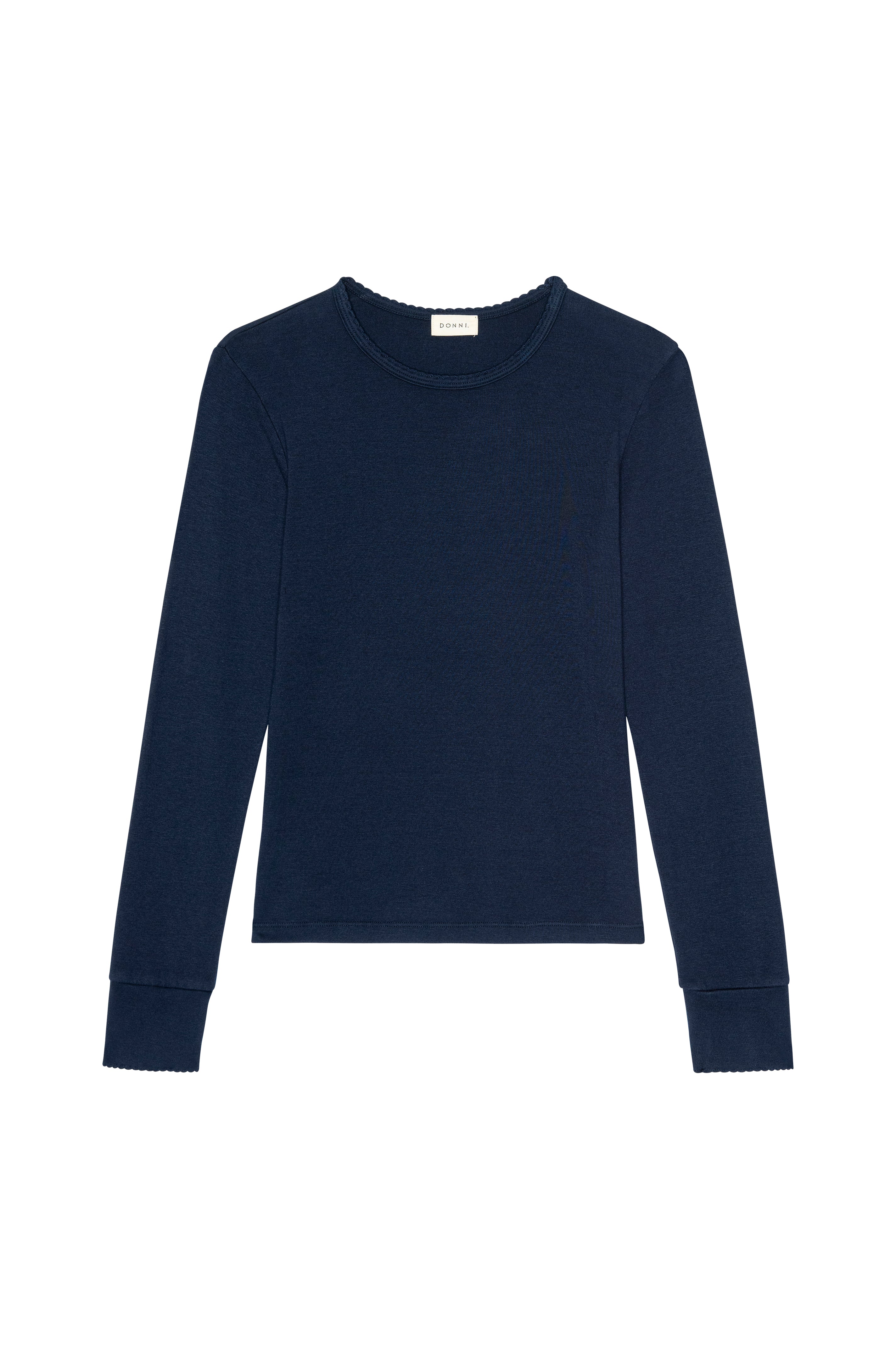DONNI The Baby Rib Scallop Long Sleeve - Navy