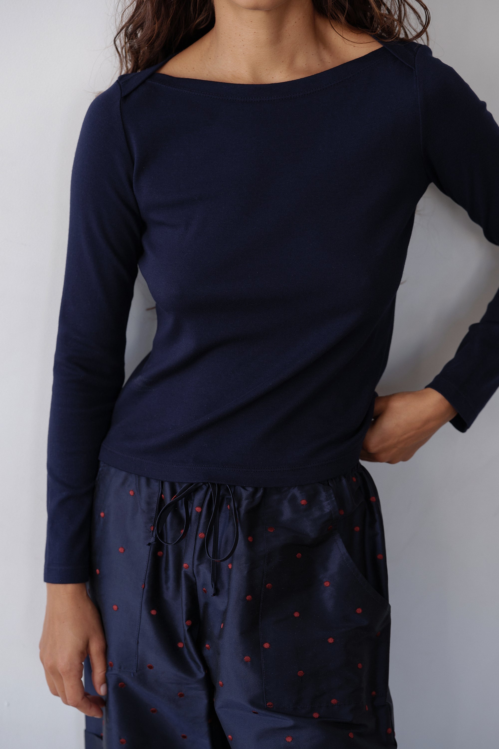 DONNI The Baby Rib Envelope Top - Navy
