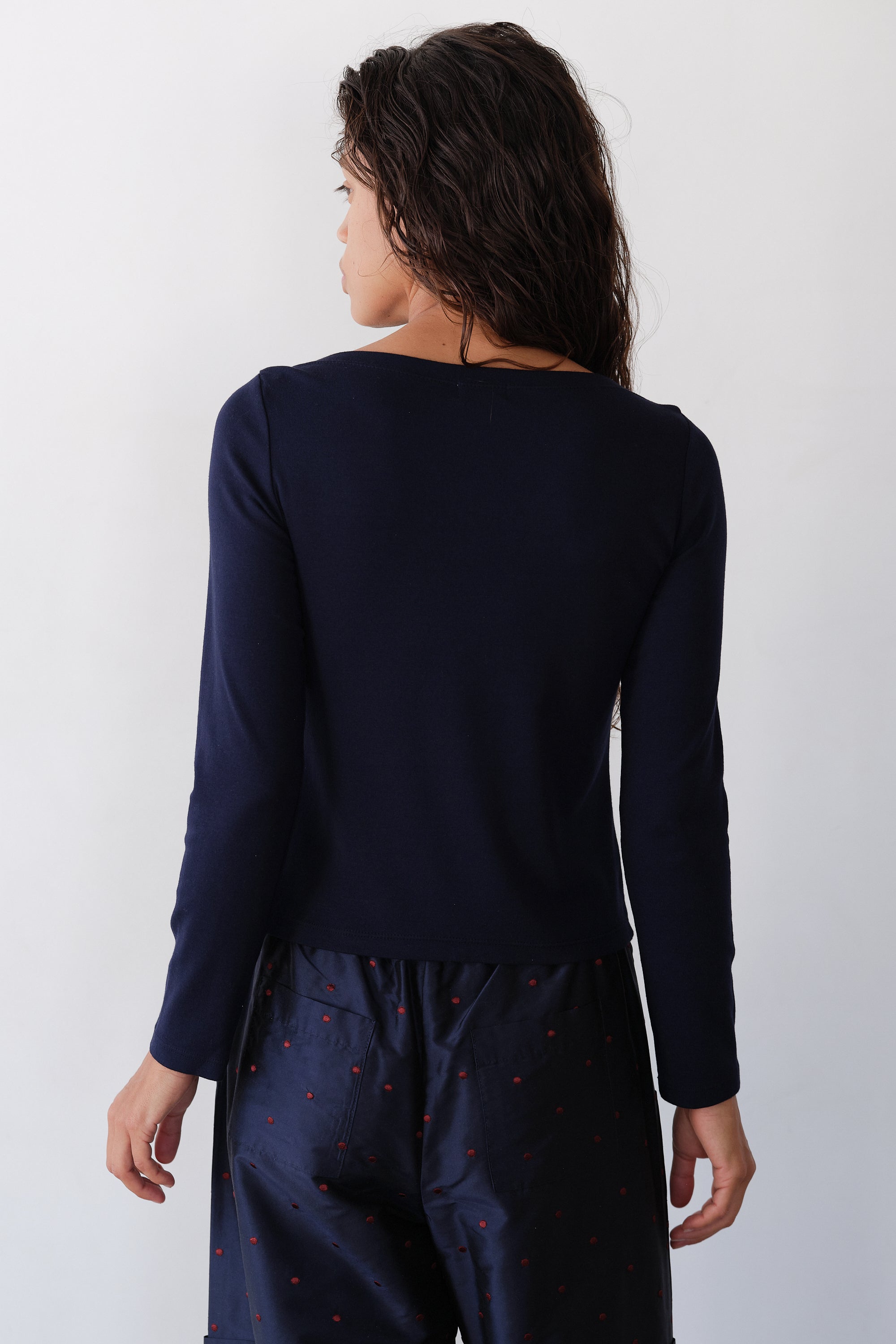 DONNI The Baby Rib Envelope Top - Navy