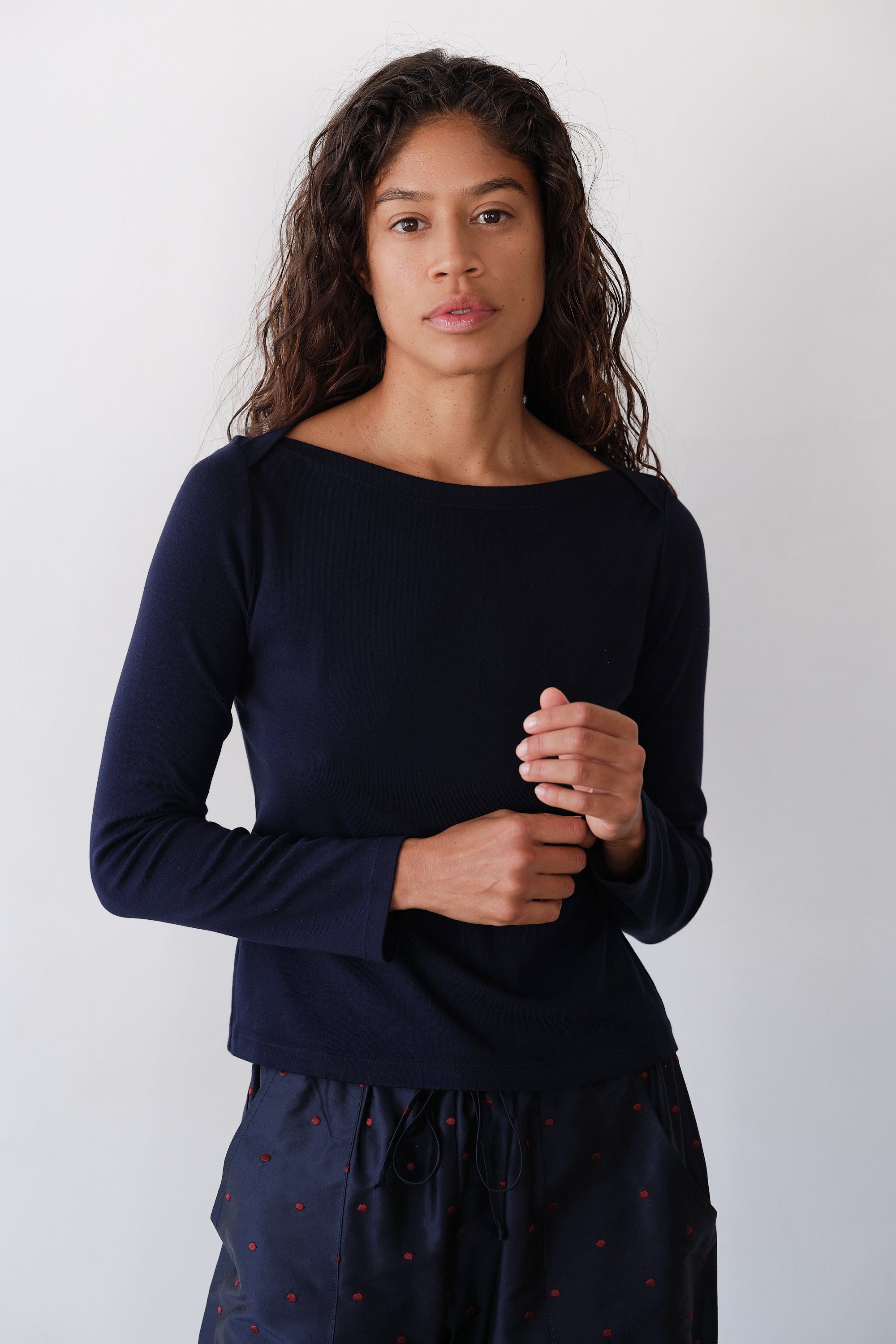 DONNI The Baby Rib Envelope Top - Navy