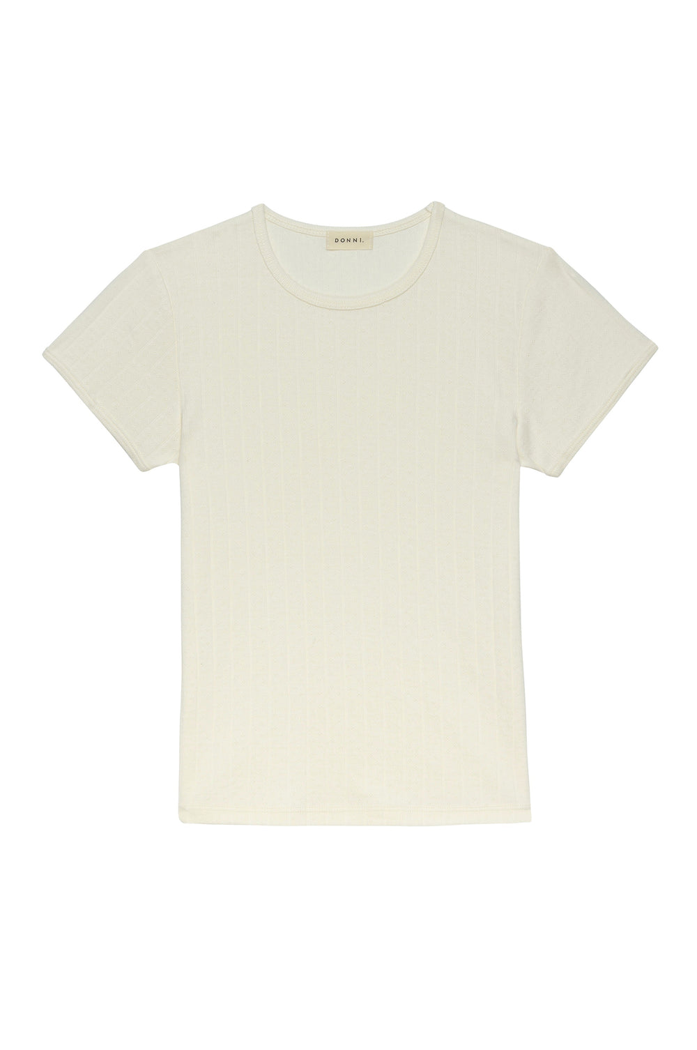 DONNI Creme Pointelle Baby Tee - Creme