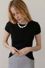 DONNI The Pointelle Baby Tee - Jet