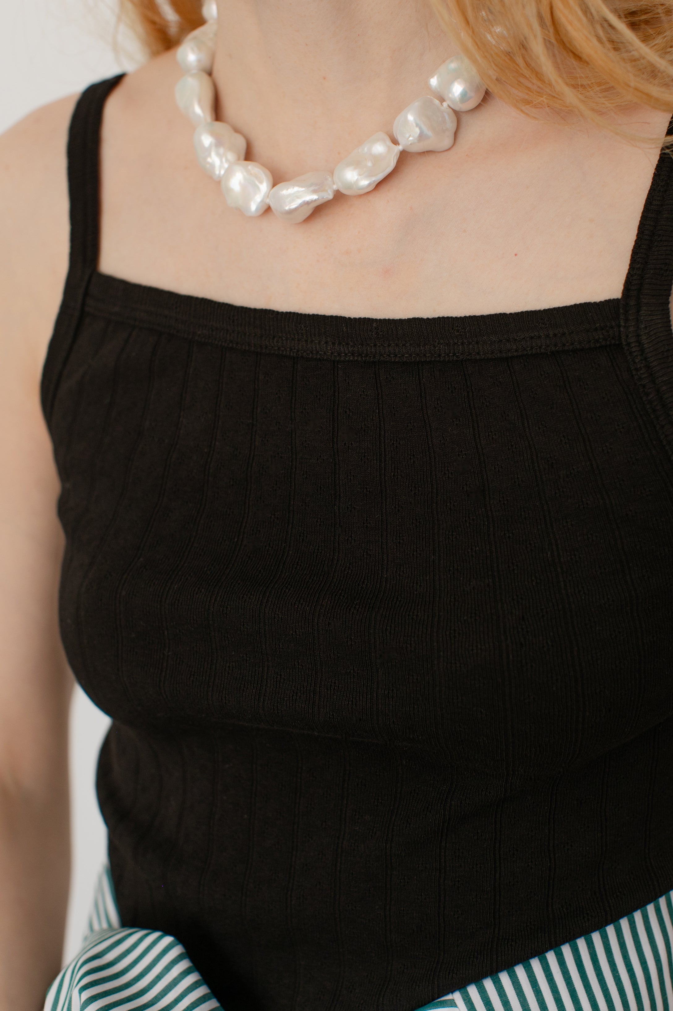 DONNI The Pointelle Square Neck Tank - Jet