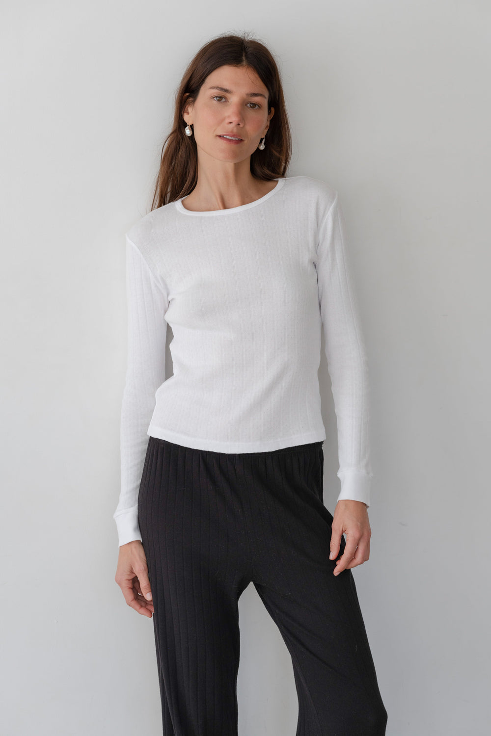 DONNI Powder Pointelle Long Sleeve - Powder