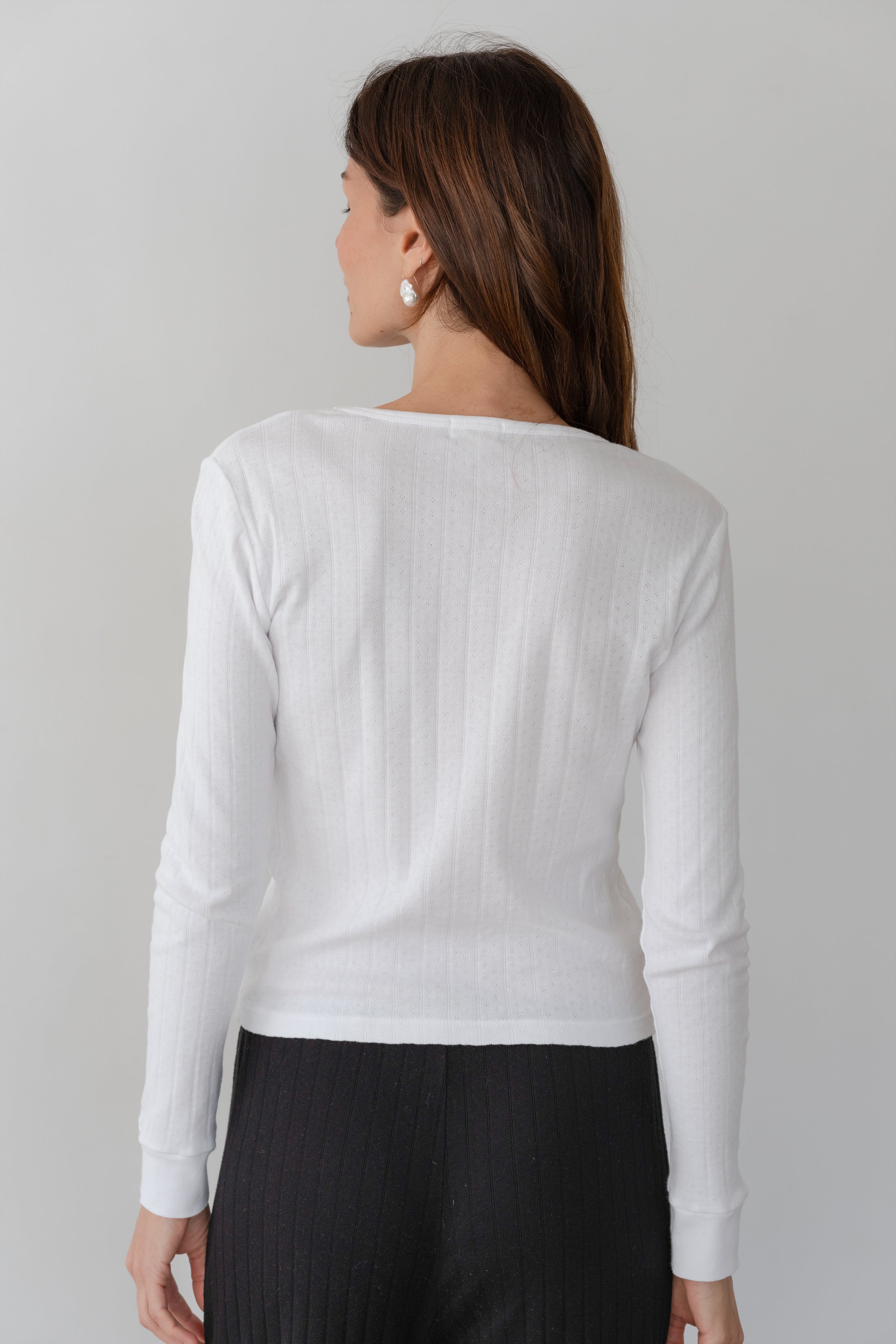 DONNI Powder Pointelle Long Sleeve - Powder