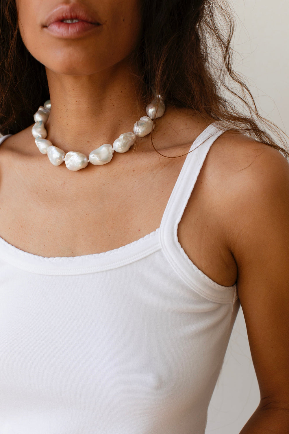 DONNI Powder Baby Rib Scallop Tank - Powder