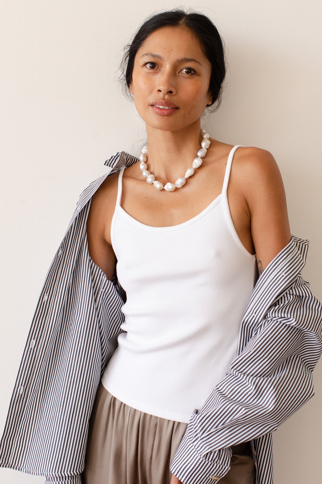 DONNI Powder Rib Spaghetti Tank - Powder