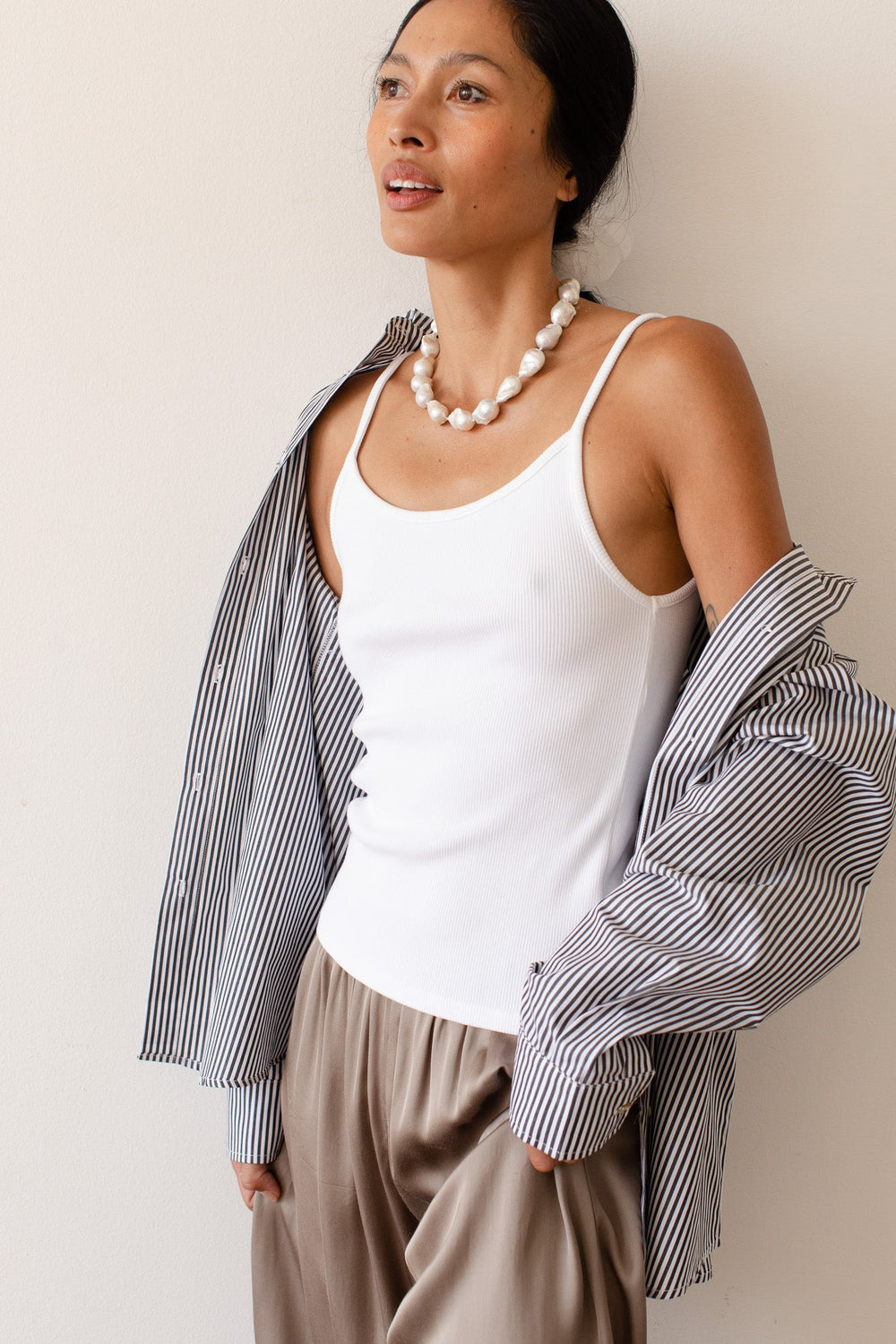 DONNI Powder Rib Spaghetti Tank - Powder