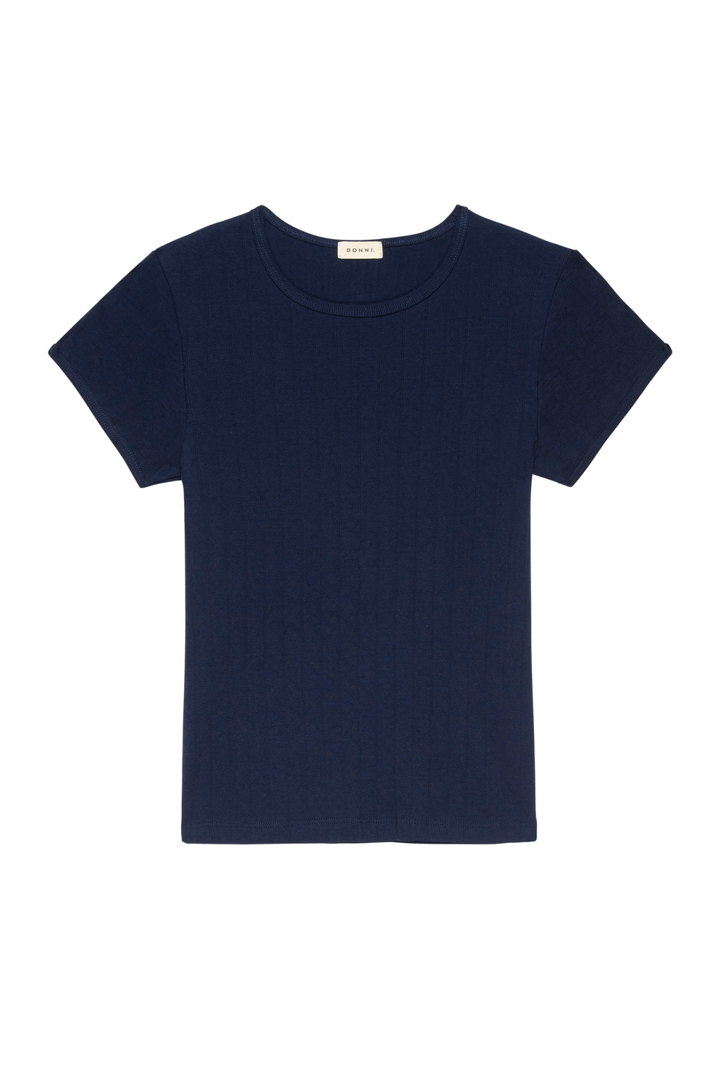 DONNI The Pointelle Baby Tee - Navy
