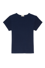 DONNI The Pointelle Baby Tee - Navy