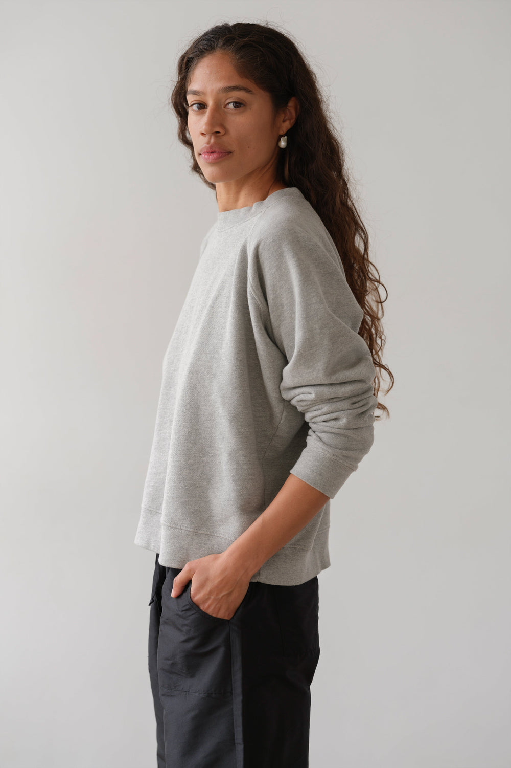 DONNI Heather Grey Eco-Terry Crewneck - Heather-Grey