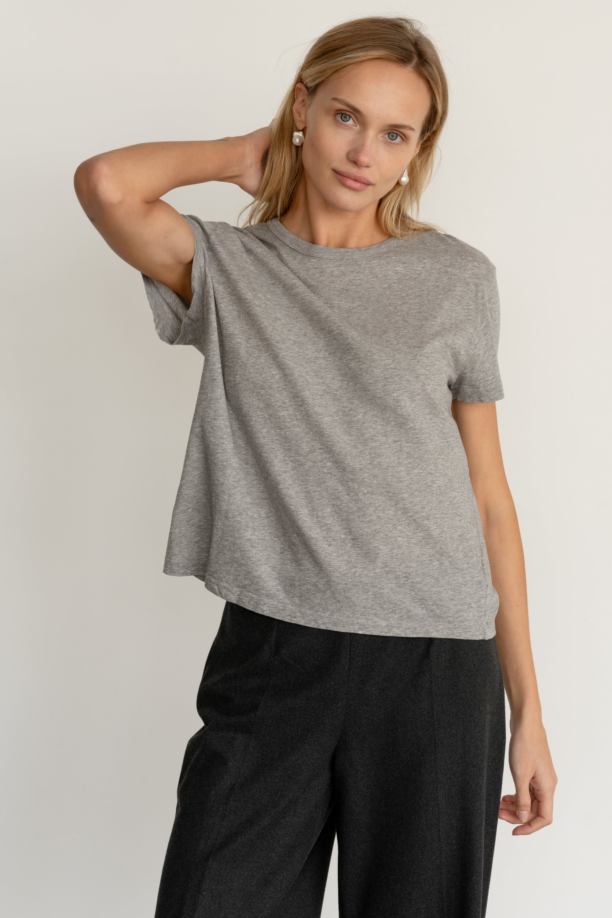 DONNI Heather Grey Jersey Tee - Heather-Grey