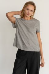 DONNI Heather Grey Jersey Tee - Heather-Grey