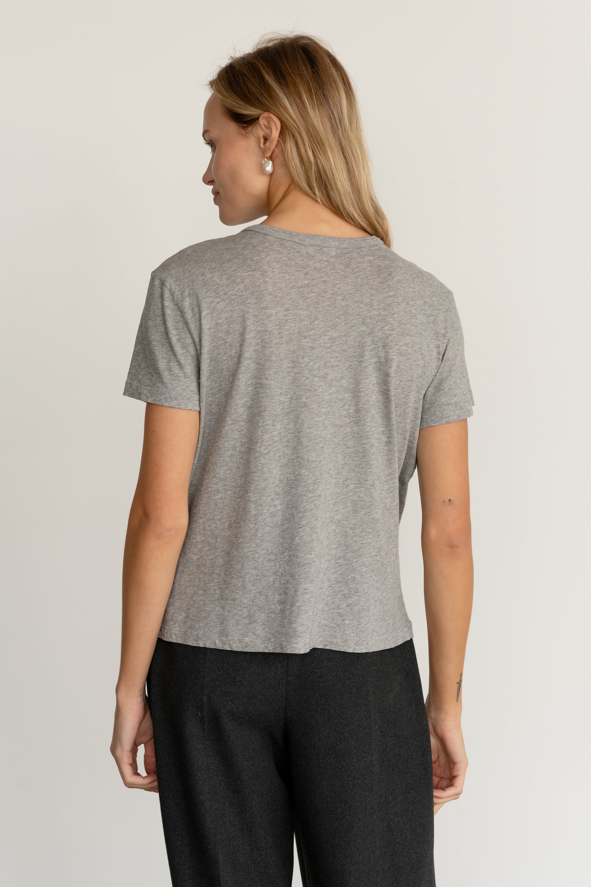 DONNI Heather Grey Jersey Tee - Heather-Grey